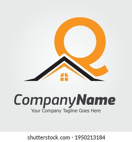 Plantilla de logotipo del vector de la letra Q, logotipo de la letra colorida Q, inmobiliario, logotipo de construcción y diseño de la plantilla de vectores