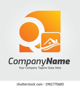 Plantilla de logotipo del vector de la letra Q, logotipo de la letra colorida Q, inmobiliario, logotipo de construcción y diseño de la plantilla de vectores