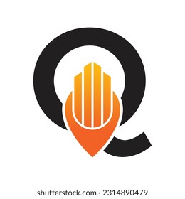 Letter Q vector logo template, Colorful Letter Q logo, Real Estate, Building and Construction Logo Design Template Vector Icon