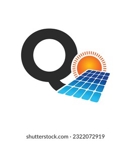 Letter Q vector logo template, Colorful Letter Q logo, Solar power logo design,  Solar panel logo, Renewable energy, Solar energy brand