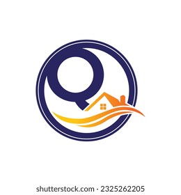 Letter Q vector logo template, Colorful Letter Q logo, Real Estate, Building and Construction Logo Design Template Vector Icon