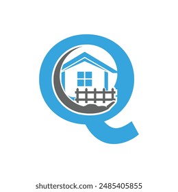 Plantilla del logotipo del Vector de la letra Q, logotipo colorido de la letra Q, inmobiliaria, construcción y diseño del logotipo del Vector de la Plantilla
