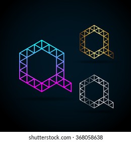 Letter Q Vector Origami Logo with sample text for your company