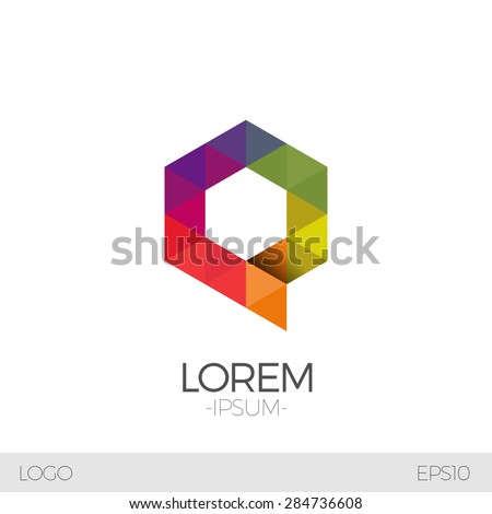 Letter Q Vector Origami Logo icon. Colorful Abstract Design template element logo icon