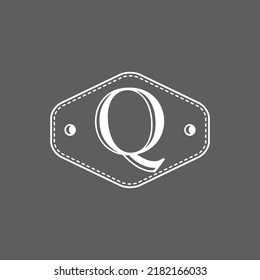 Letter Q with vintage style and box frame. Creative design Letters in gray and white colors. emblem icon logo creative design illustration template