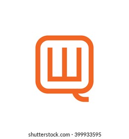 letter Q and W monogram square shape logo orange