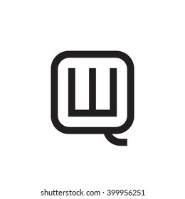 letter Q and W monogram square shape logo black