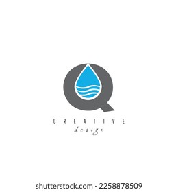 Letter Q and Water Drop Logo Template Illustration Design