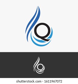 letter Q with water element. modern logo for company 