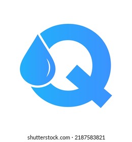 Letter Q Water Logo Element Vector Template. Water Drop Logo Symbol