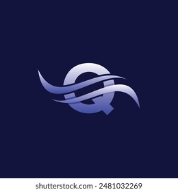Letter Q Wave Flow Modern Simple Creative Design Logo