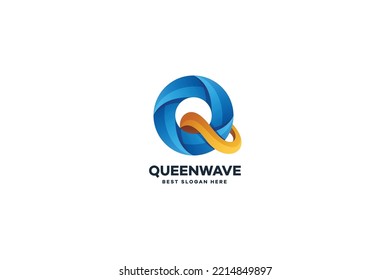 Ilustración del logotipo del degradado de onda de Q de la carta Ilustración