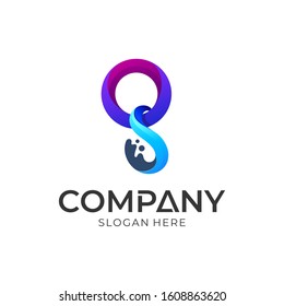 Letter Q wave logo design, modern initial letter business logo template