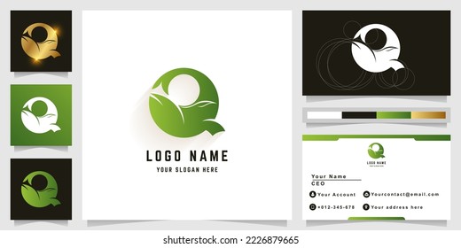 Letter Q or whale nature logo with business card design