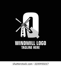 Letter Q Windmill Logo Design Template Inspiration, Vector Illustration.