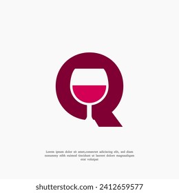 plantilla de diseño de logotipo de vino de carta Q