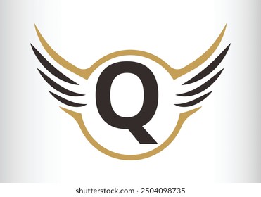 Letter Q Wing Logo Design Initial Flying Wing With Letter Logo