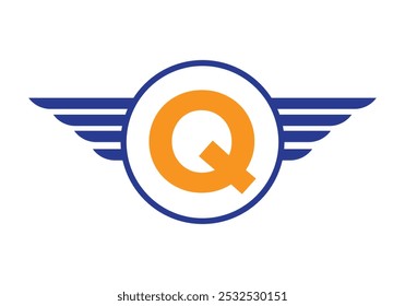 Letter Q Wing Logotype. Speed Symbol Vector