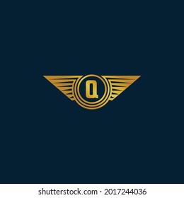Buchstaben Q und Wings-Logo-Vorlage