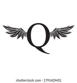 Letter Q with Wings logo vector design