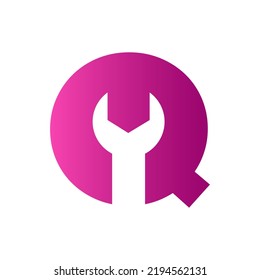 Letter Q Wrench Symbol For Real Estate, Building, Construction Repair Logo Vector Template