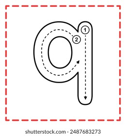 letter Q for writing practice. Alphabet tracing is good for practicing children writing letters.