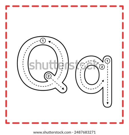 letter Q for writing practice. Alphabet tracing is good for practicing children writing letters.