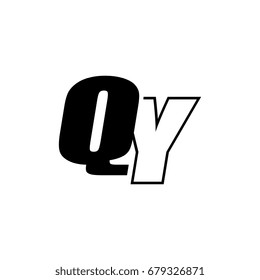 letter Q and Y logo overlapping black negative