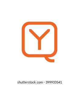 letter Q and Y monogram square shape logo orange