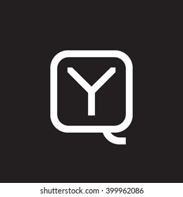 letter Q and Y monogram square shape logo white black background