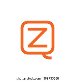 letter Q and Z monogram square shape logo orange