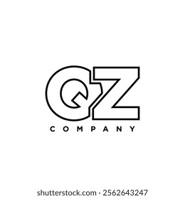 Letter Q and Z, QZ logo design template. Minimal monogram initial based logotype.