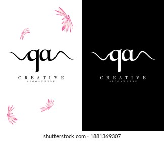 letter qa, aq logo design black and white background