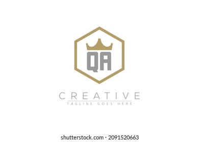 letter qa elegant and luxury Initial with hexagon frame minimal monogram logo design vector template