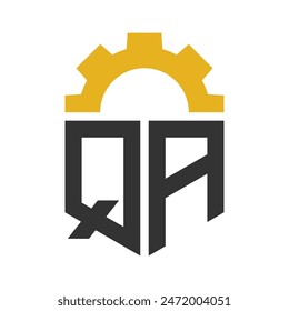 Letra QA Gear Logo Diseño para Centro de Servicio, Reparación, Fábrica, Industrial, Digital y Mecánico