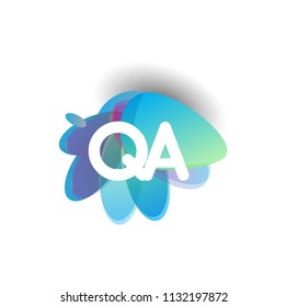 Letter QA logo with colorful splash background, letter combination logo design for creative industry, web, business and company.