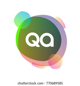 Letter QA logo with colorful splash background, letter combination logo design for creative industry, web, business and company.
