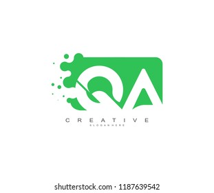 Letter QA Logo Design Vector with Abstract Square Shape Dots