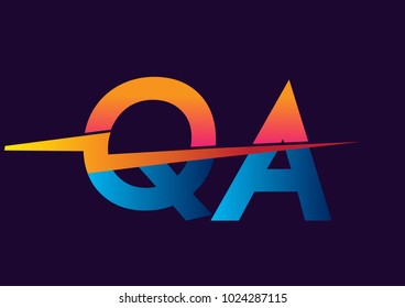 Letter QA logo with Lightning icon, letter combination Power Energy Logo design for Creative Power ideas, web, business and company.
