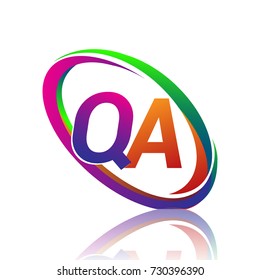 letter QA logotype design for company name colorful swoosh. vector logo for business and company identity.