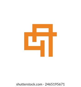 letter qa simple linked geometric line logo vector 