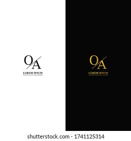 Letter qa Großbuchstaben Logo Design Template Elemente. Goldbuchstabe isoliert auf schwarzem Hintergrund. Schwarzer Buchstabe isoliert auf weißem Hintergrund. Geeignet für Unternehmen, Consulting Group Unternehmen.