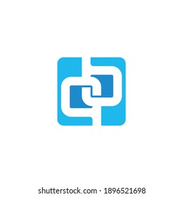 letter qb abstract negative space geometric square logo vector