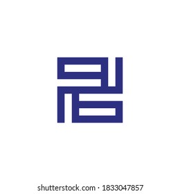 letter qb abstract square geometric square line logo vector