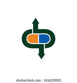 letter qb capsule arrow shape logo vector