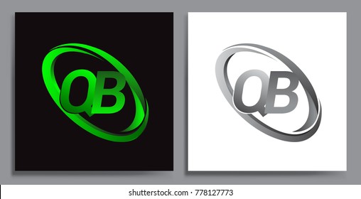 letter QB logotype design for company name colored Green swoosh and grey. vector set logo design for business and company identity.
