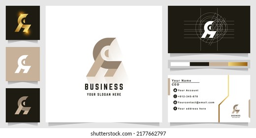 Letter qc or ch monogram logo with business card design