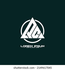 Letter QC triangle logo design vector