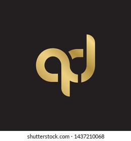 Letter qd linked lowercase logo design template elements. Gold letter Isolated on black  background. Suitable for business, consulting group company.