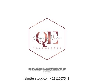 Letter QE Initial handwriting logo with signature and hand drawn style.